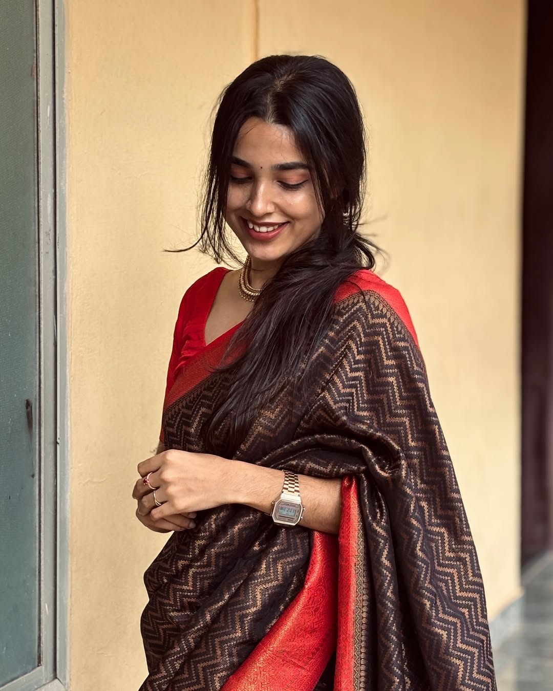 Serene Charm Banarasi Soft Silk Saree with Gold Zari Weaving