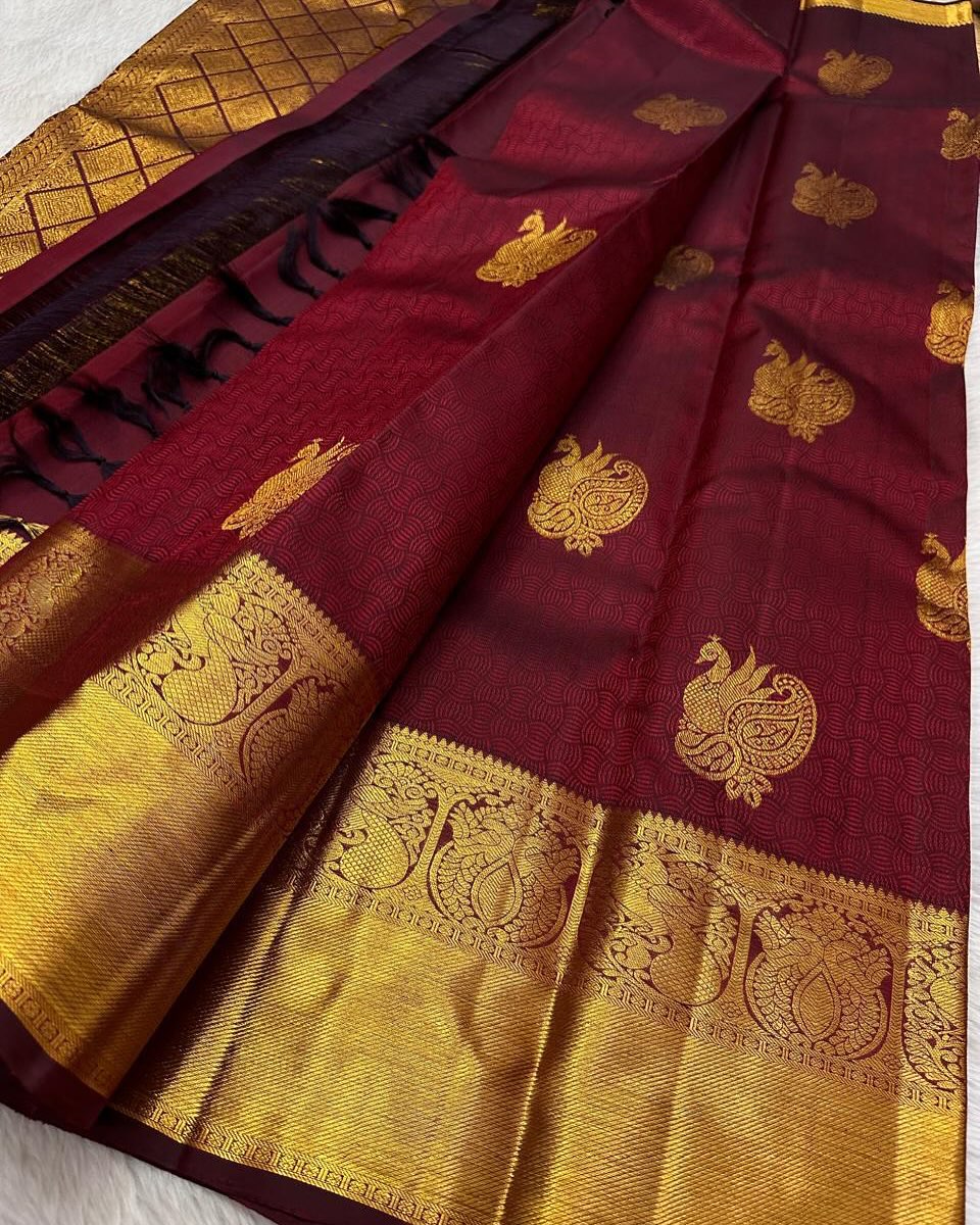 Banarasi soft silk saree colour 1 with gold zari weaving by DCPL