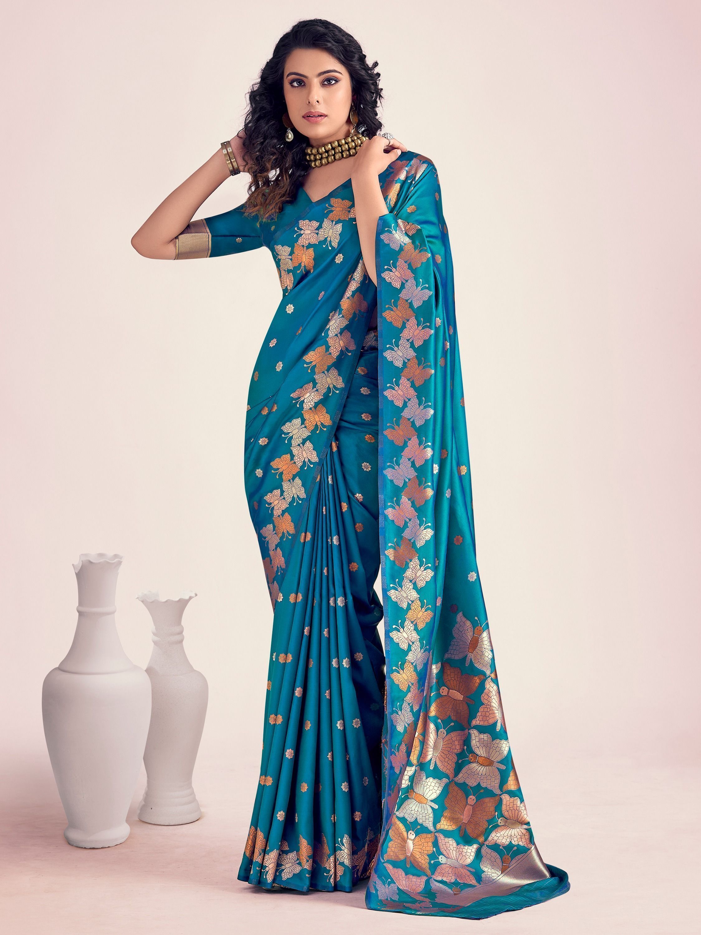 Majestic Brocade Banarasi Soft Silk Saree Gold Zari