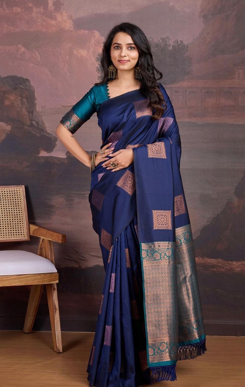 Banarasi Soft Silk Saree with Copper & Pink Zari – Minimalistic Elegance Saree