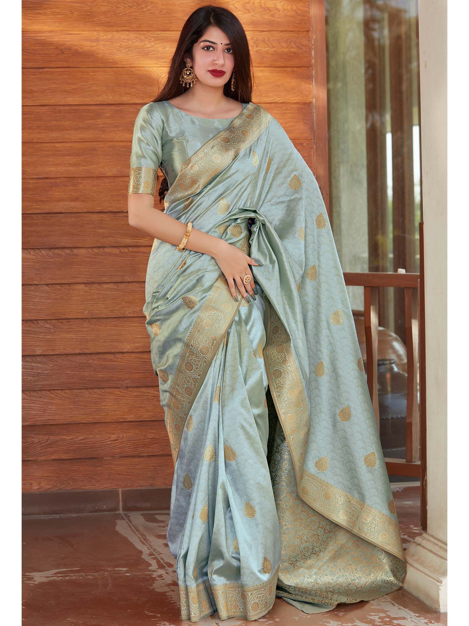Banarasi Soft Silk Saree with Heavy Brocade & Gold Zari – Colour 1