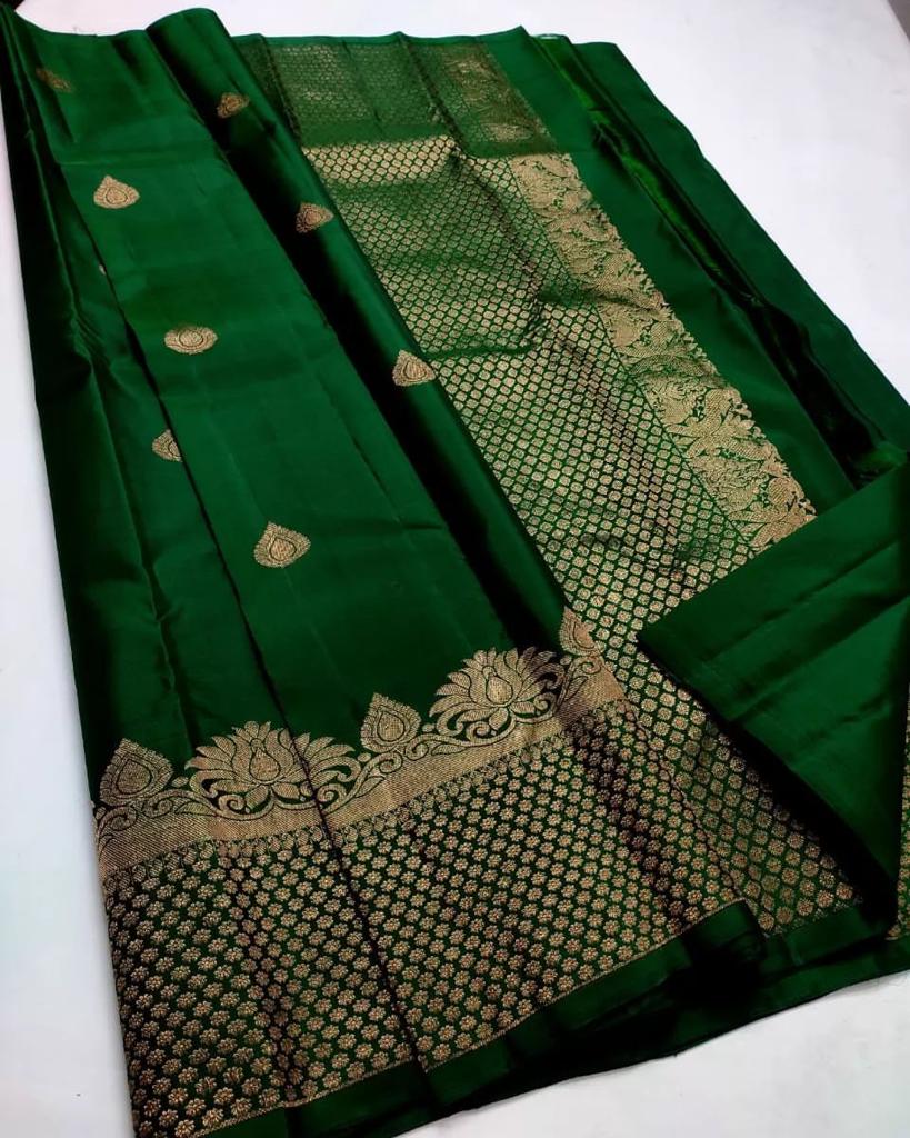Banarasi Soft Silk Saree with Heavy Brocade & Gold Zari – Shade 1 (430GM)