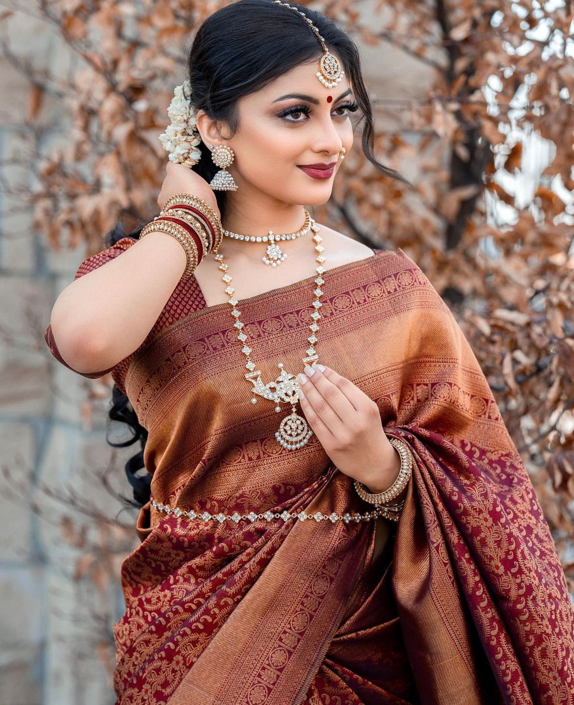 Banarasi Soft Silk Saree – Eco-Friendly Minimalist Saree with Copper Zari Weaving – Shade 1
