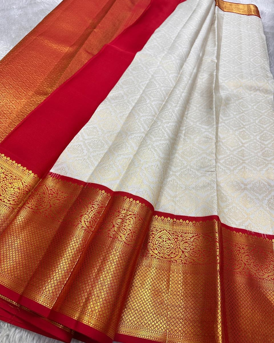 Serene Radiance Banarasi Soft Silk Saree with Gold Zari