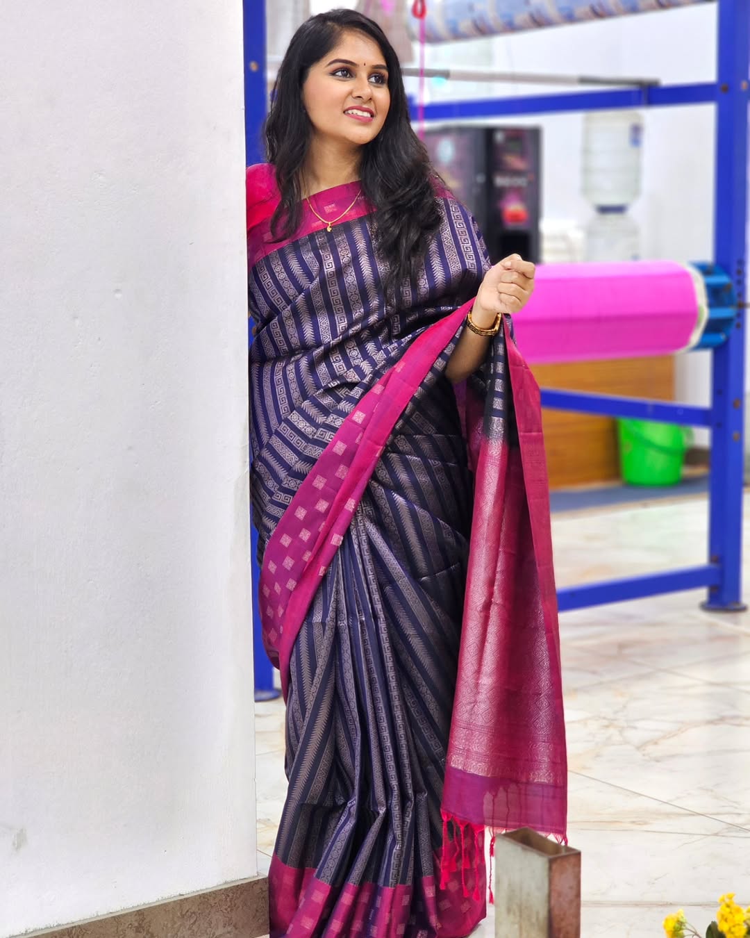 Serene Charm Banarasi Soft Silk Saree with Silver Zari Weaving
