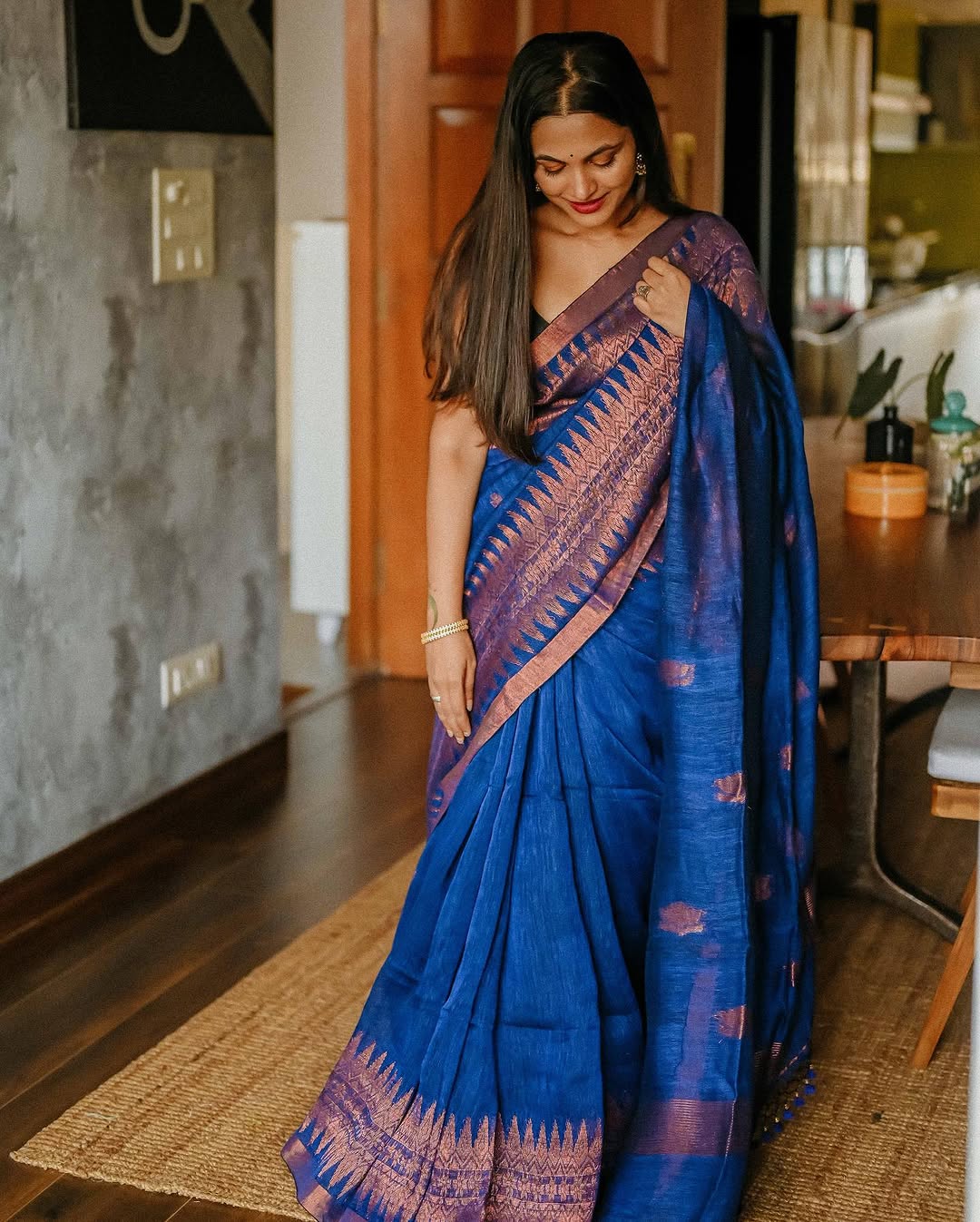 Copper Charm Banarasi Soft Silk Saree with Lustrous Zari Weaving – Colour 1