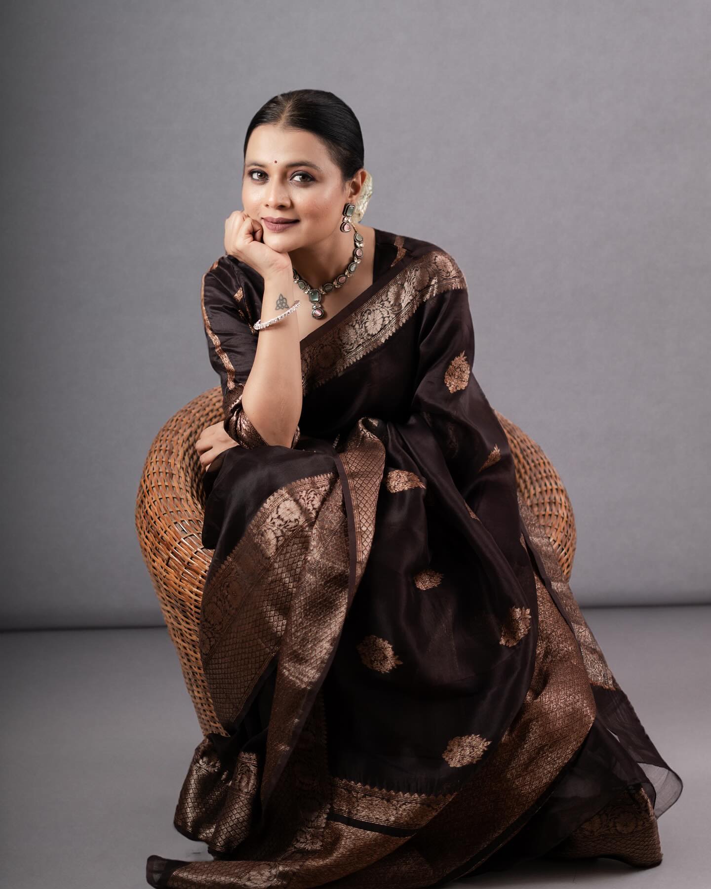 Banarasi Soft Silk Saree with Heavy Brocade & Copper Zari – Colour 1