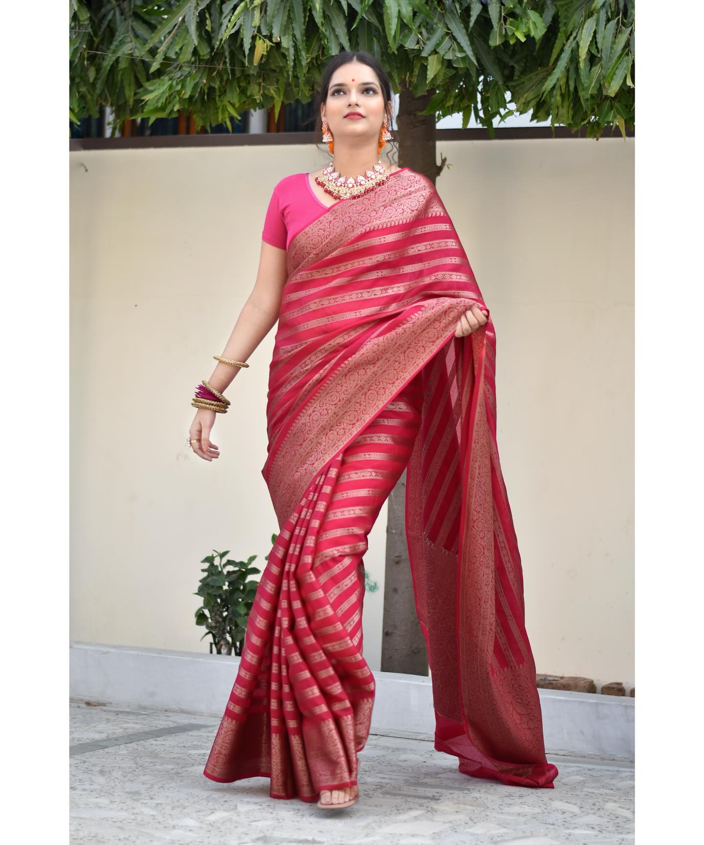 Weave Royale Banarasi Soft Silk Saree with Gold Zari – Colour 1