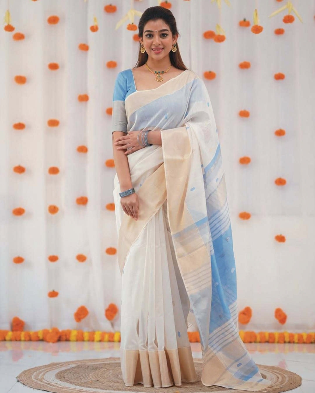 Silver Grace Banarasi Soft Silk Saree with Silver Zari Weaving – Colour 4
