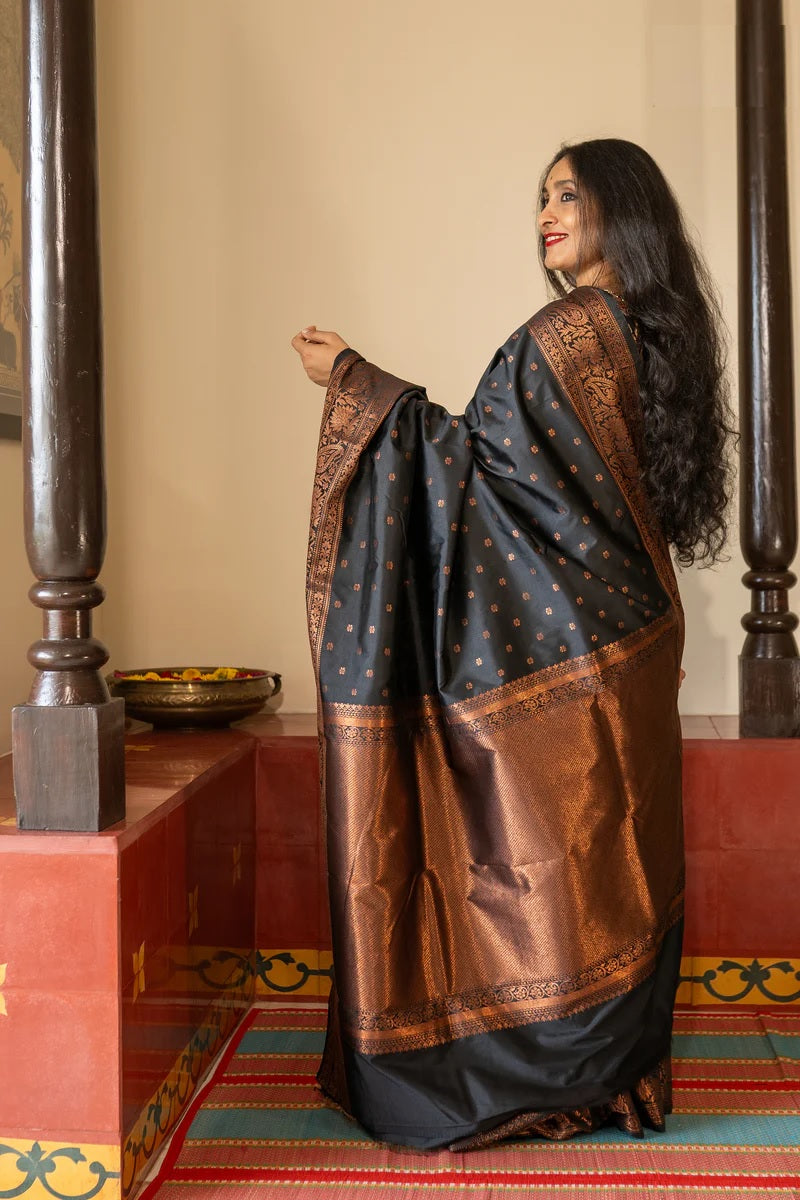 Weave Classic Banarasi Soft Silk Saree with Copper Zari – Colour 1