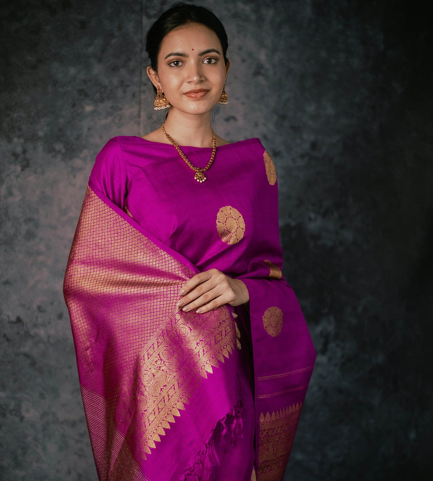 Weave Heritage Banarasi Soft Silk Saree with Gold Zari Weaving – Colour 1