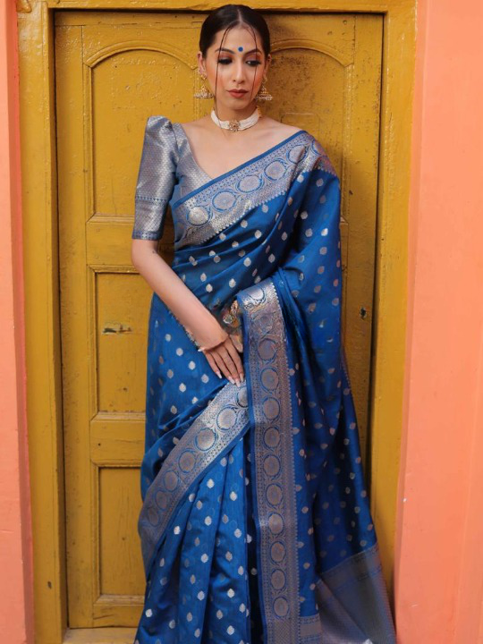 Banarasi Soft Silk Saree | Traditional Zari Motifs | Shade 5 | 473GM
