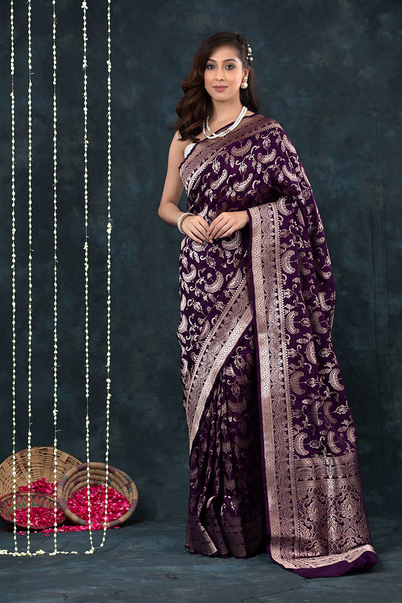 Regal Aura Banarasi Soft Silk Saree with Gold Zari Weaving – Colour 1