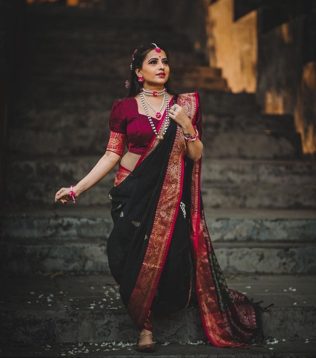 Banarasi Soft Silk Saree with Jacquard Weave & Traditional Motifs