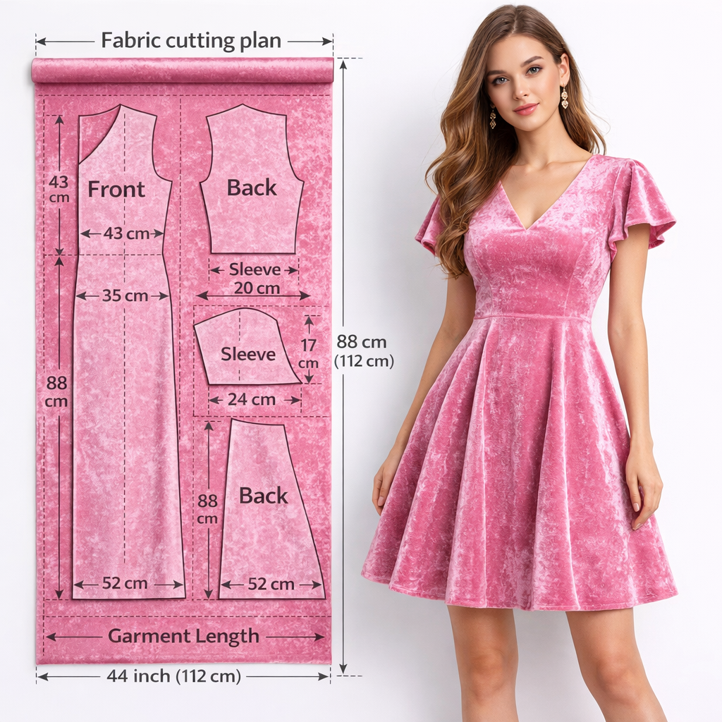 Plain Velvet Fabric Baby Pink – 1 Meter Unstitched Blouse Fabric | 44 Inch Width | 220 GSM