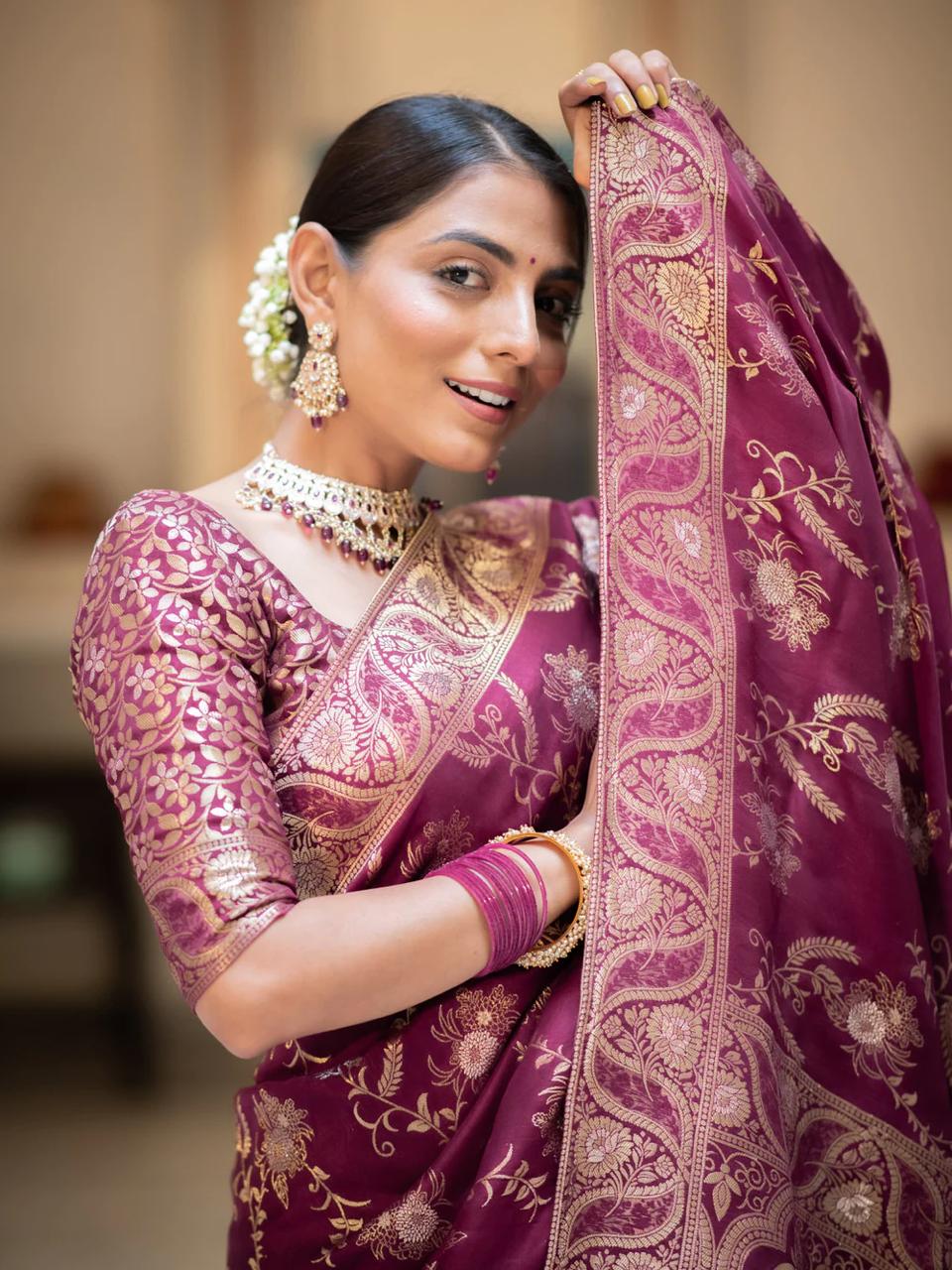 Royal Banarasi Soft Silk Saree with Gold Zari Brocade