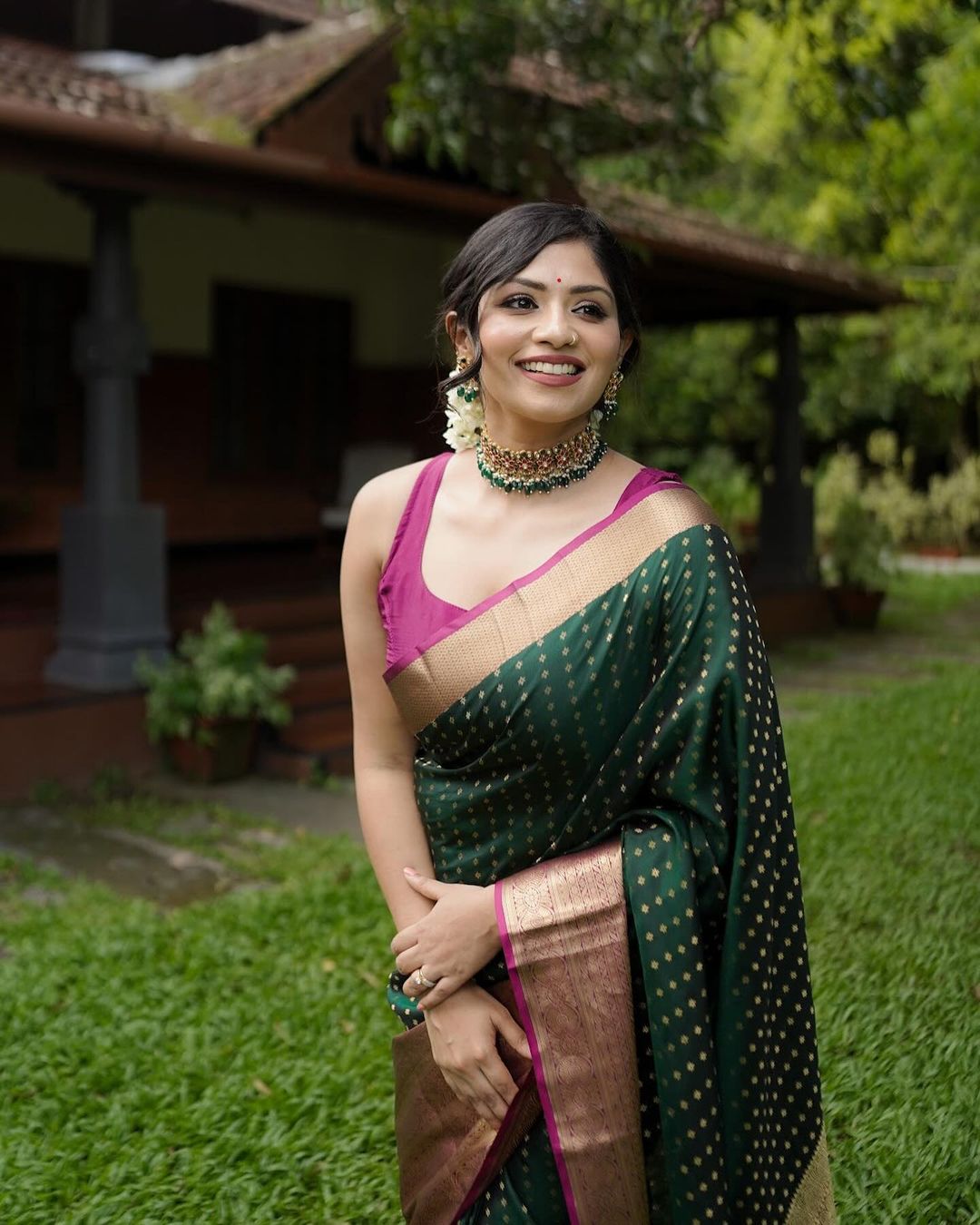 Regal Radiance Banarasi Soft Silk Saree with Antique Zari