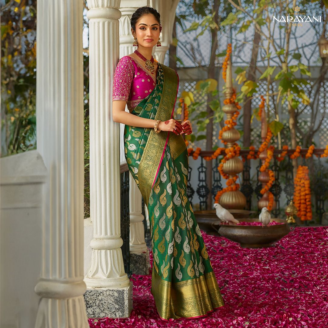 Radiant Harmony Banarasi Soft Silk Saree with Gold & Silver Zari