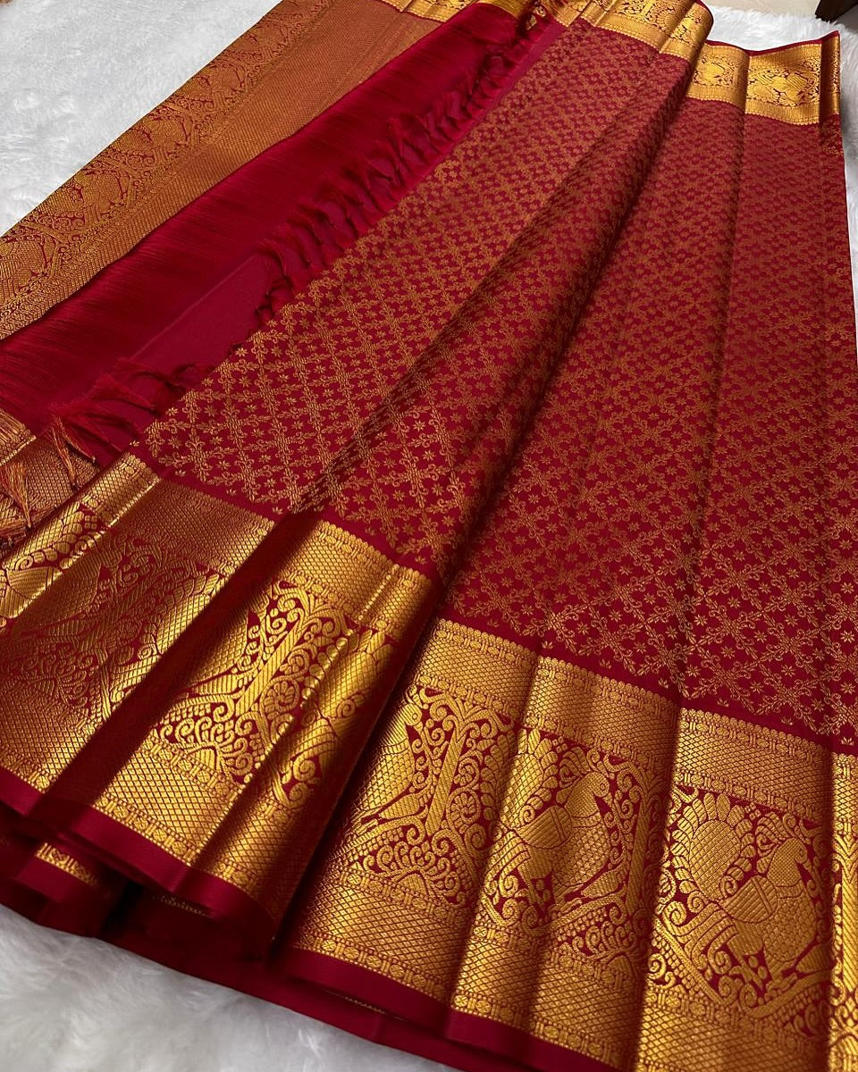 Regal Bliss Banarasi Soft Silk Saree with Gold Zari