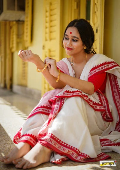 Soft Linen Cotton Silk Saree with Full-Body Weaving & Jaquard Border – Colour 1