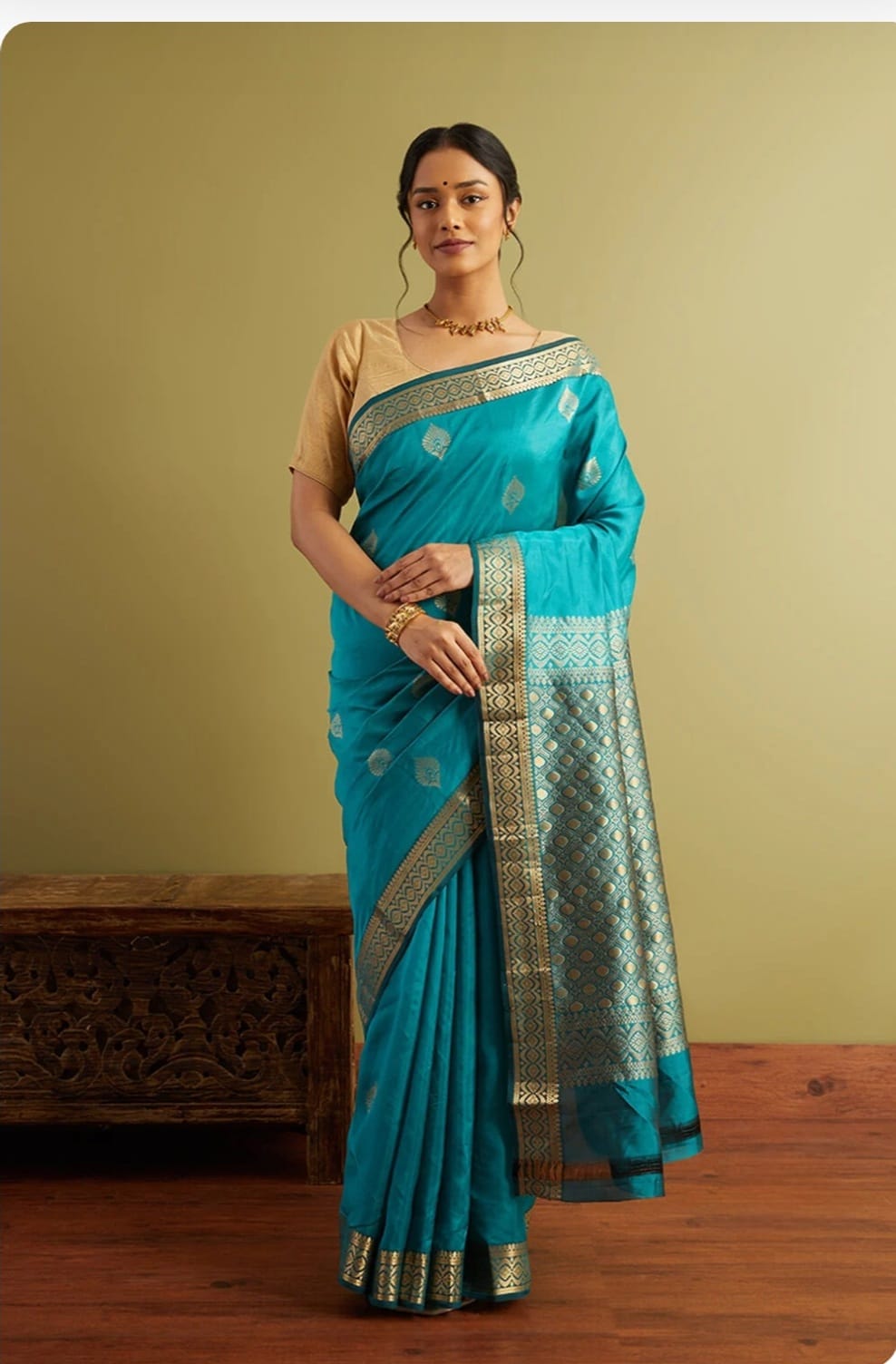 Weave Heritage Banarasi Soft Silk Saree with Gold & Silver Zari – Colour 1