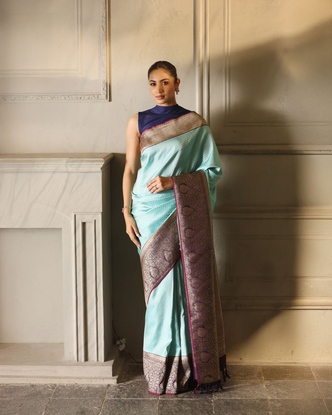 Regal Harmony Banarasi Soft Silk Saree Copper Zari