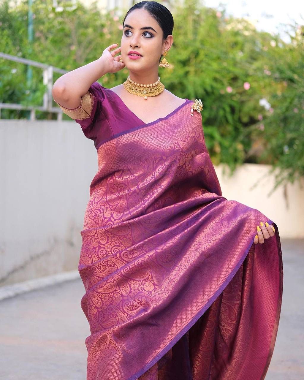 Banarasi Soft Silk Saree with Copper Zari – Shade 1 (545GM)