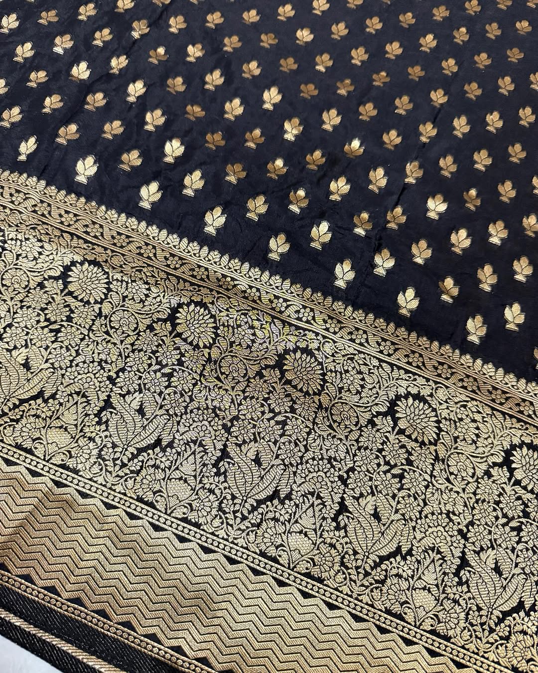 Celestial Charm Banarasi Soft Silk Saree with Gold Zari Weaving – Colour 1