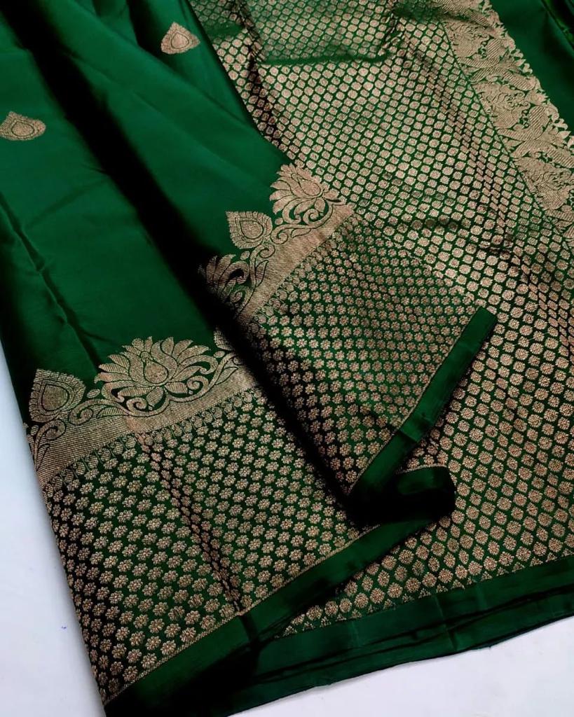 Banarasi Soft Silk Saree with Heavy Brocade & Gold Zari – Shade 1 (430GM)