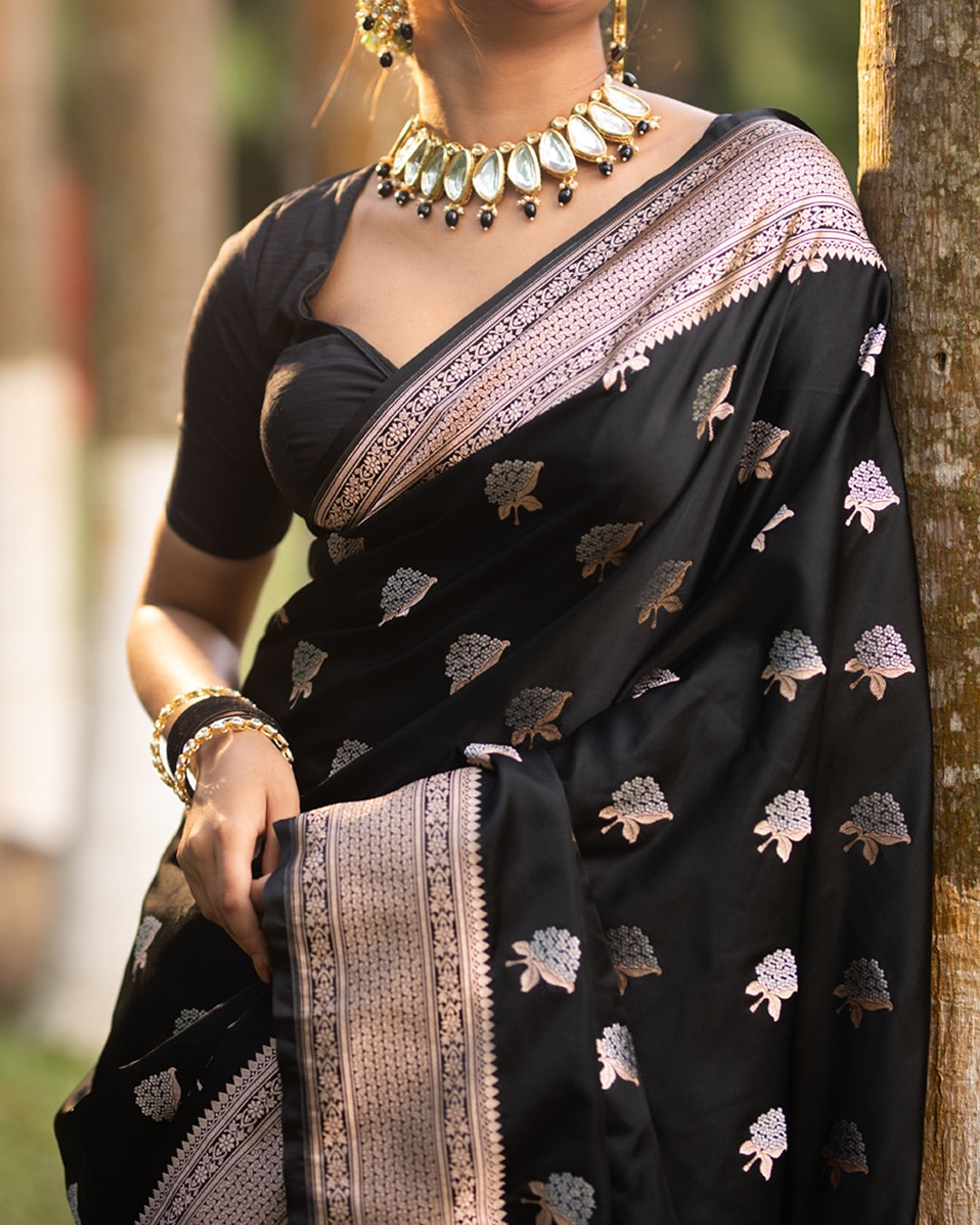 Majestic Charm Banarasi Soft Silk Saree Gold Zari