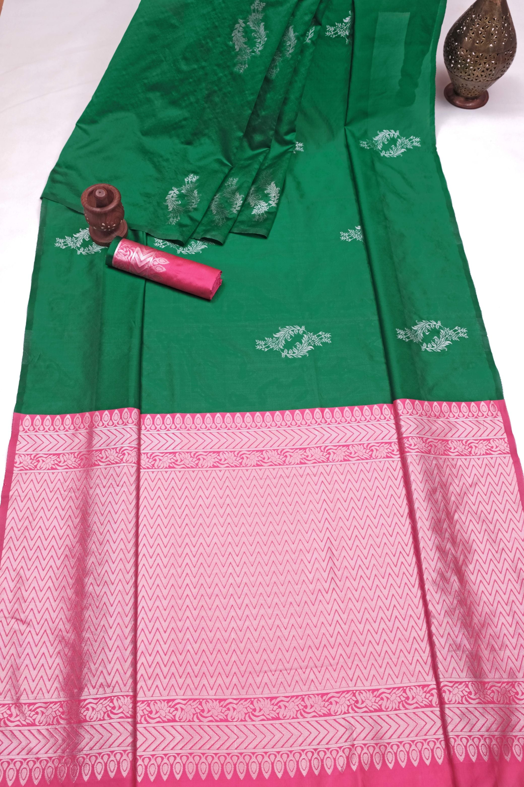 Banarasi Silk Butta Saree – Burgundy Beauty with Gold & Silver Zari
