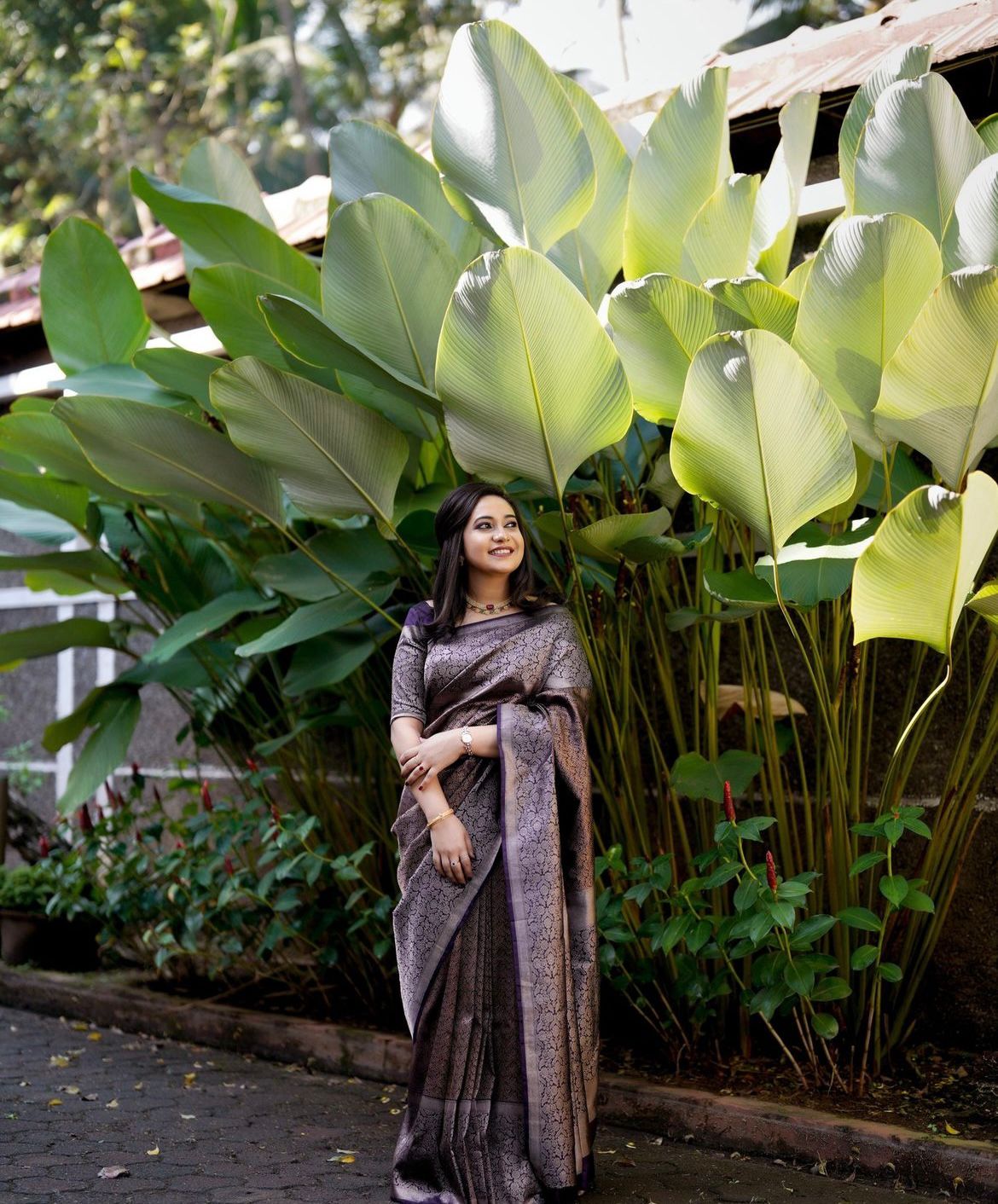 Kanjivaram Banarasi Soft Silk Saree with Copper & Silver Zari Weaving