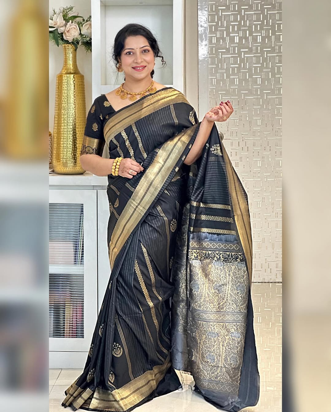 Regal Essence Banarasi Soft Silk Saree with Gold Zari