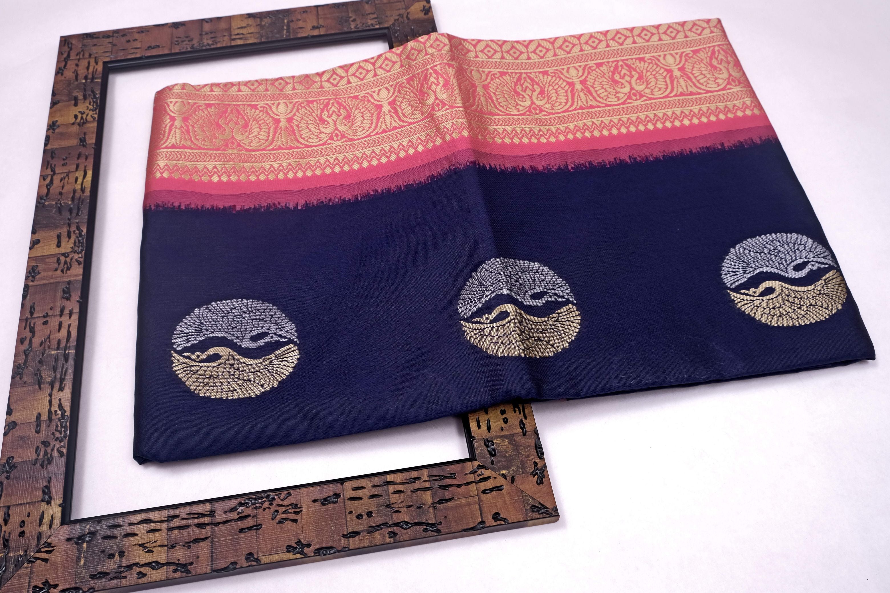 Banarasi Silk Butta Saree – Burgundy Elegance with Gold & Silver Zari