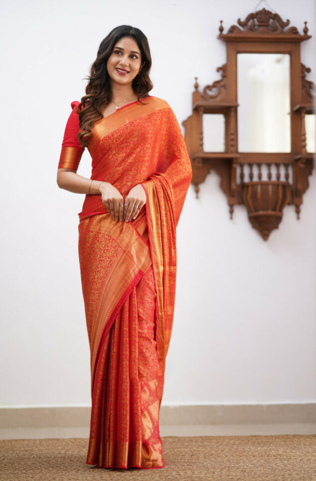 Banarasi Soft Silk Saree | Exquisite Weaving & Elegant Color Combination | Shade 5 | 550GM