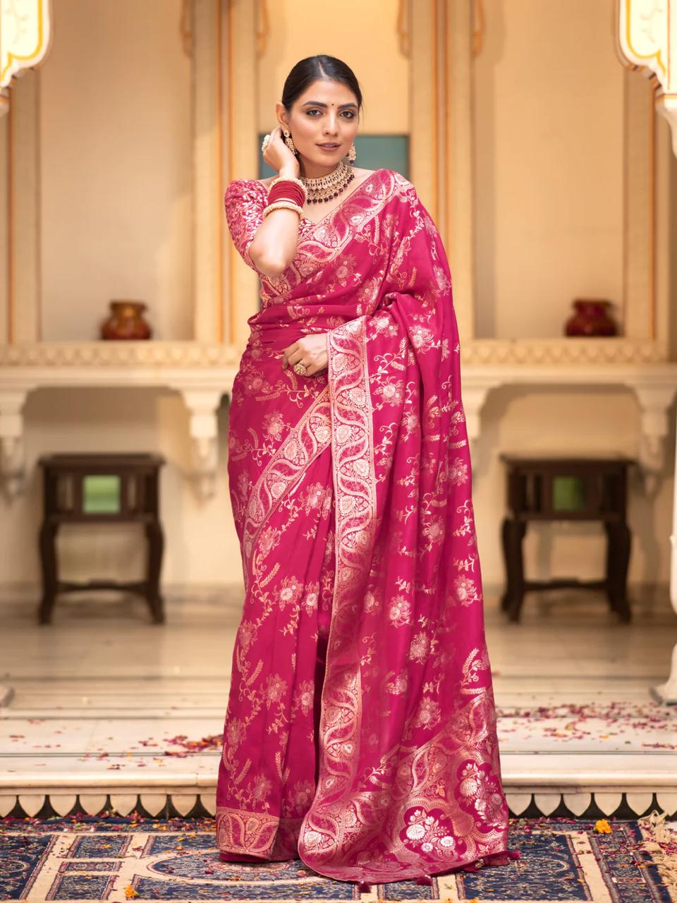 Royal Banarasi Soft Silk Saree with Gold Zari Brocade