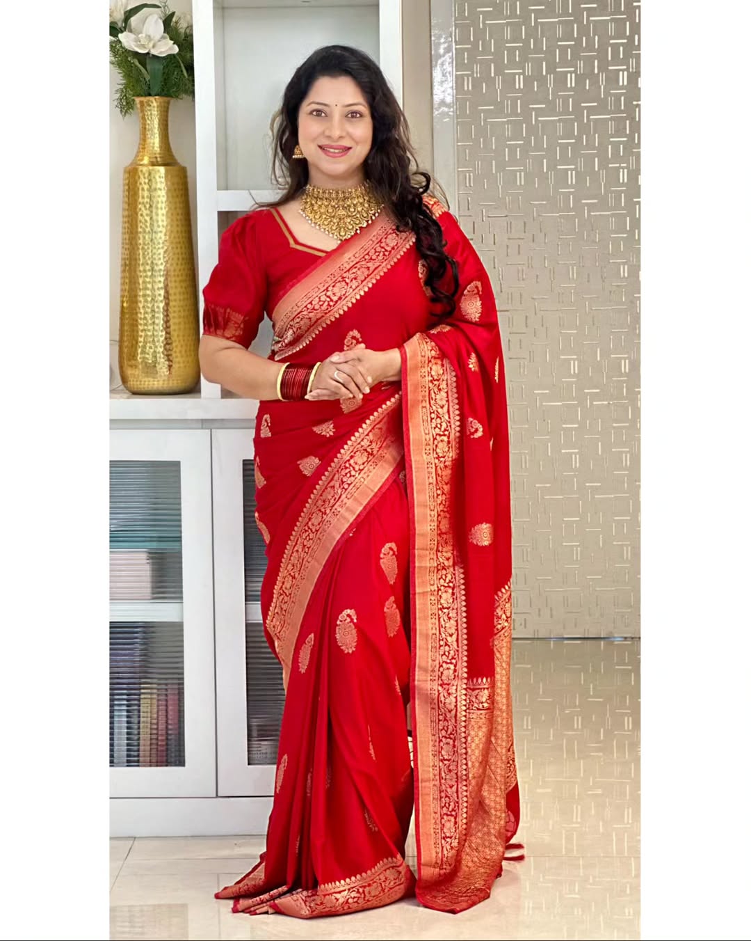 Elegant Banarasi Soft Silk Saree with Gold Zari – Colour 4