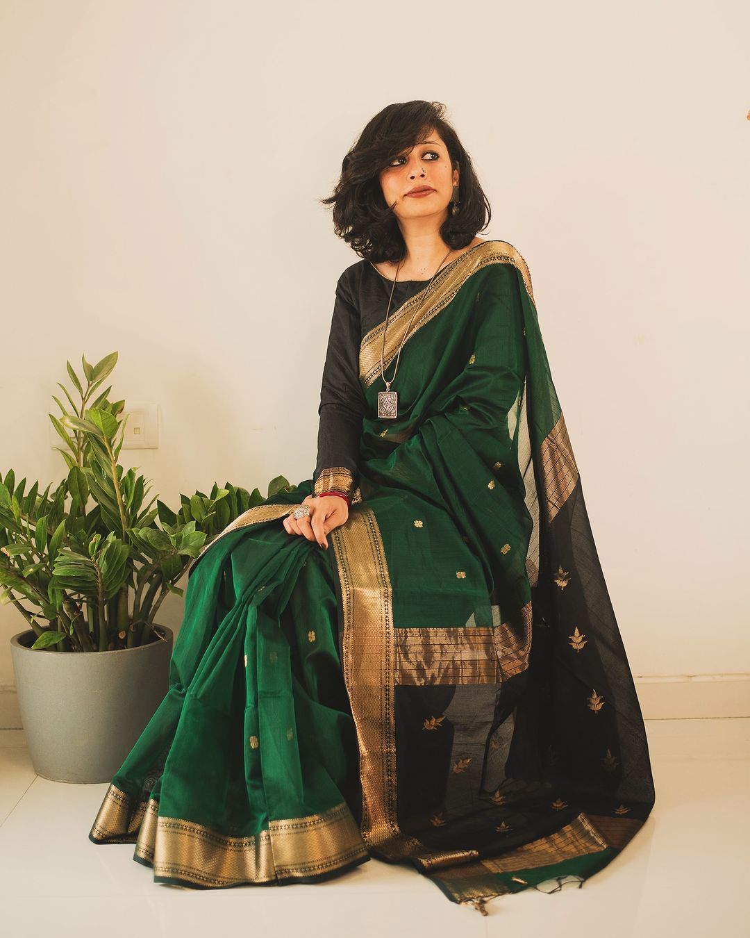 Celestial Sky Banarasi Soft Silk Saree with Vibrant Prints & Exquisite Copper Zari – Colour 1