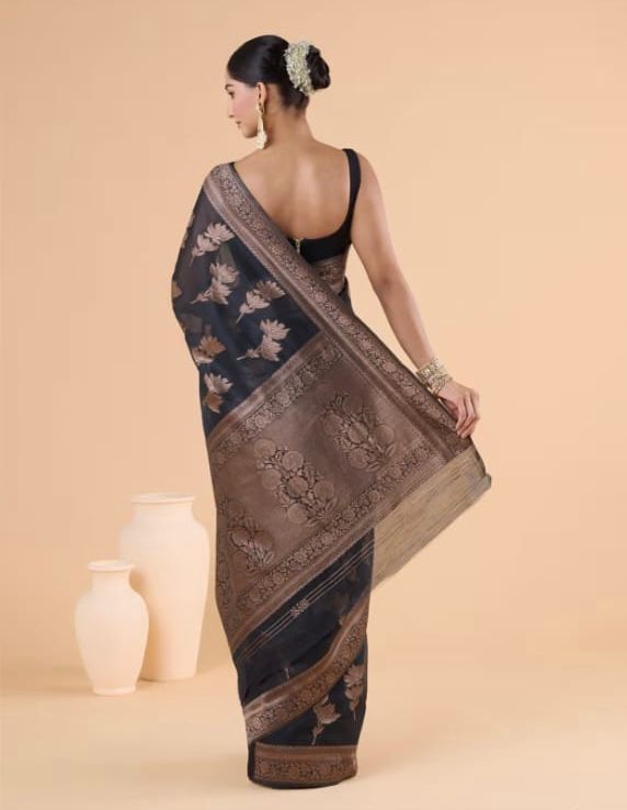 Regal Essence Banarasi Soft Silk Saree with Copper Zari Weaving – Colour 1