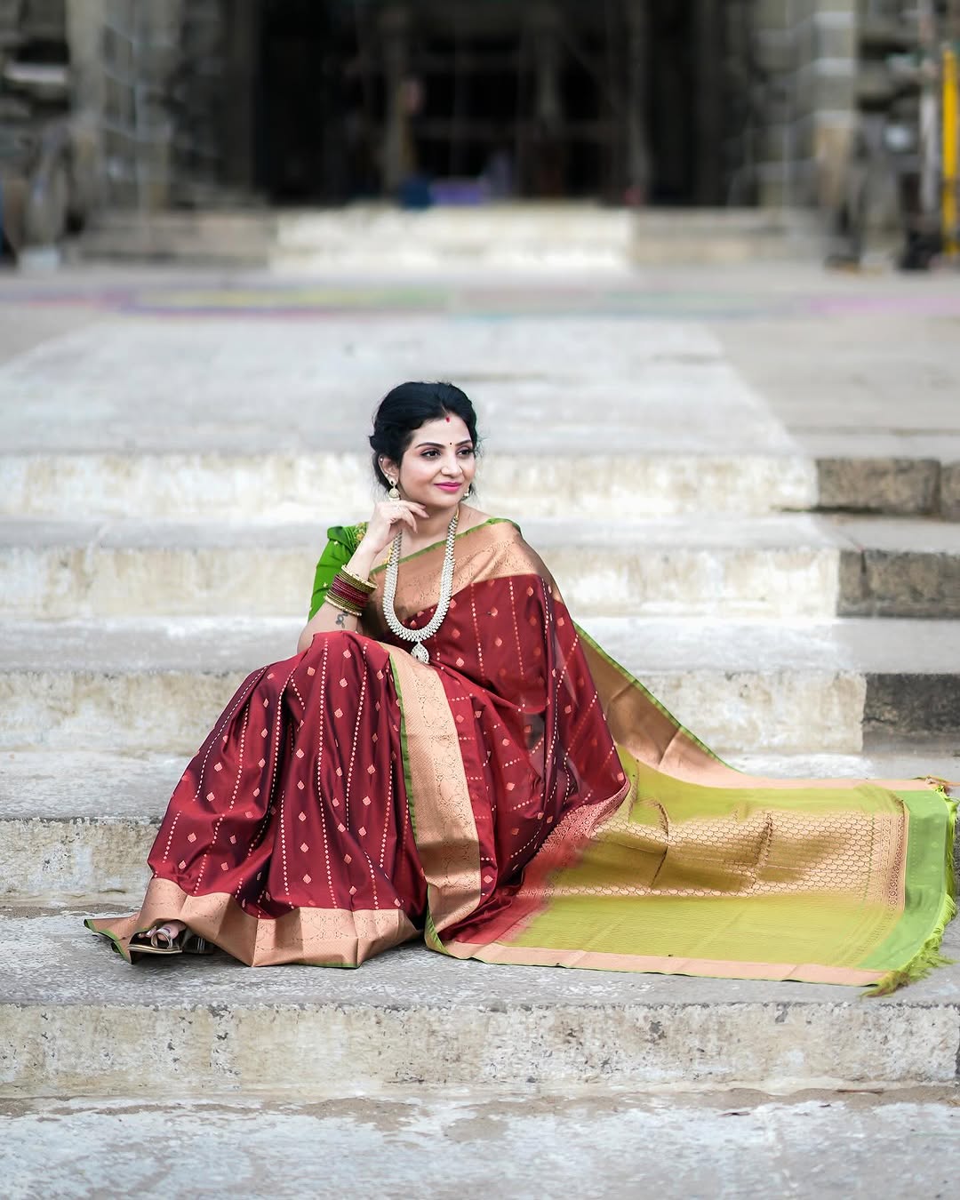 Golden Aura Banarasi Soft Silk Saree with Gold Zari Weaving – Colour 1