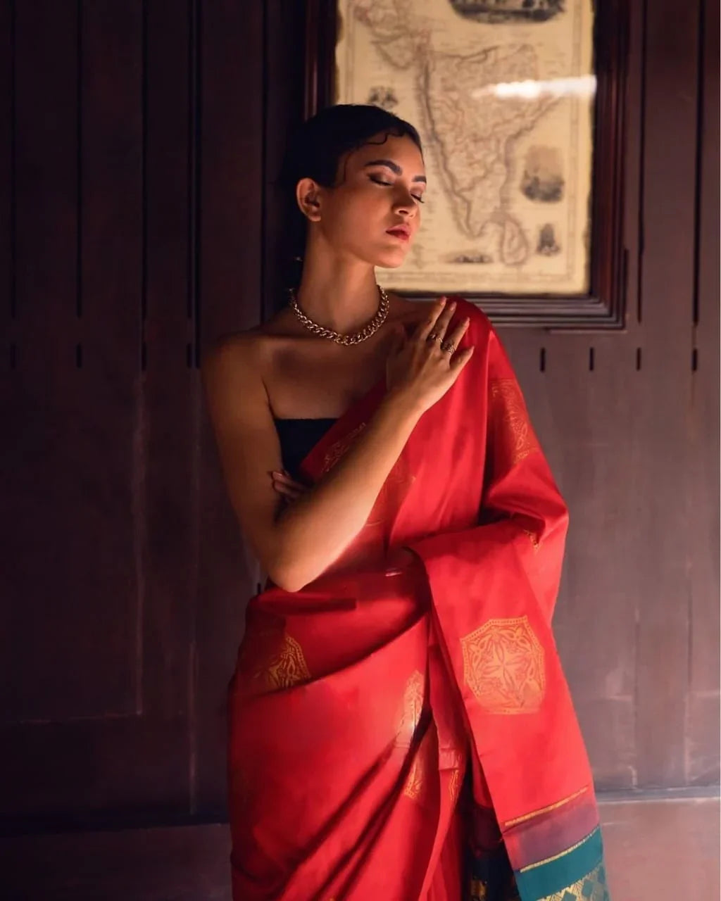 Banarasi Soft Silk Saree with Heavy Brocade and Copper-Silver Zari – Traditional Indian Saree