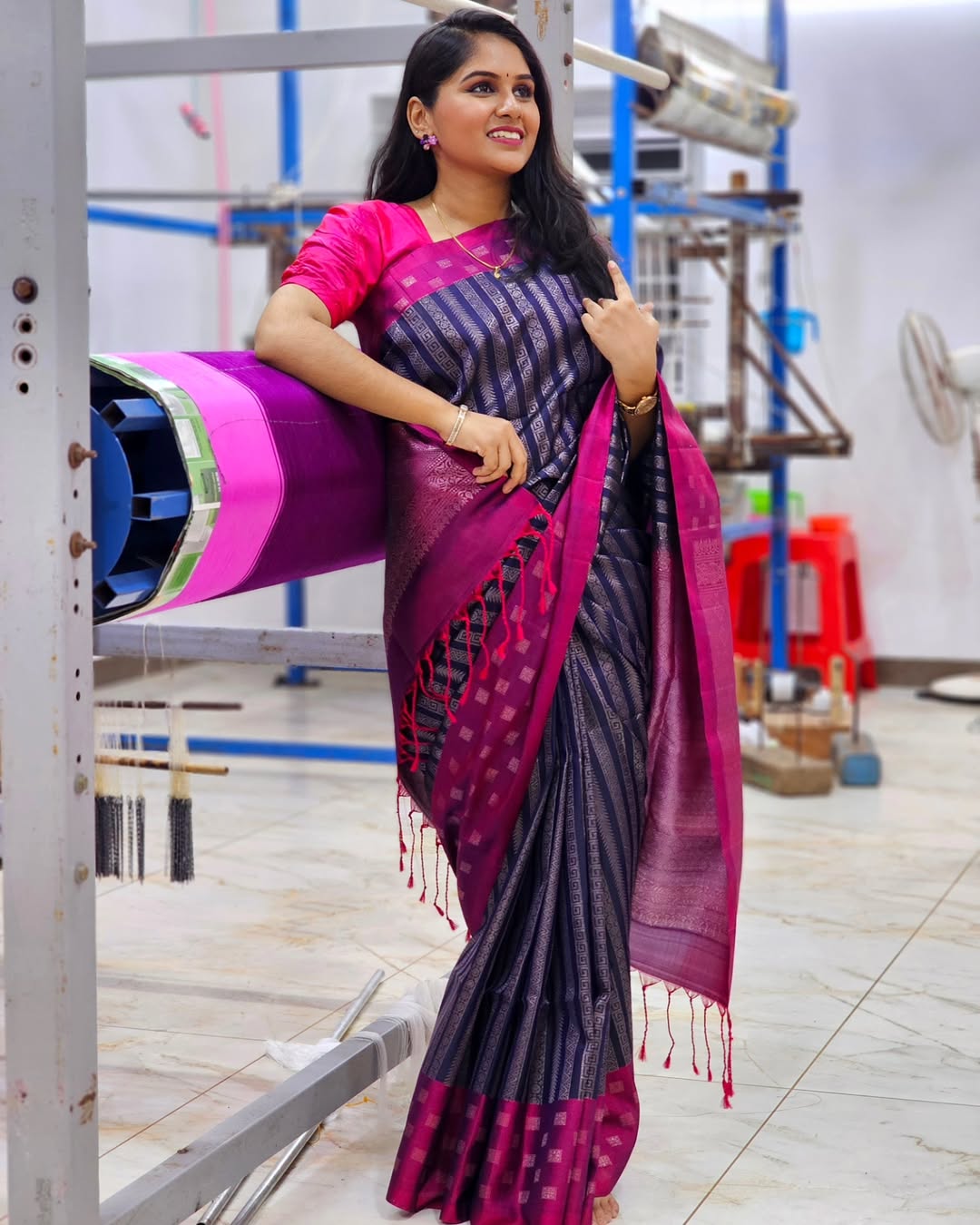Serene Charm Banarasi Soft Silk Saree with Silver Zari Weaving