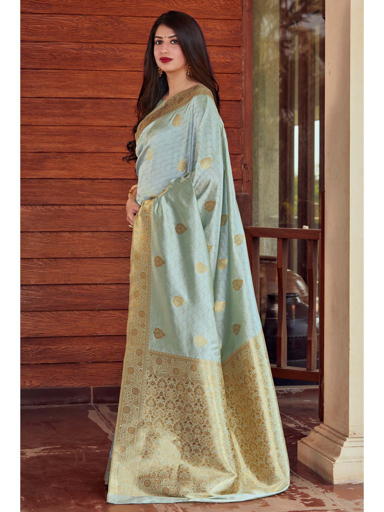 Banarasi Soft Silk Saree with Heavy Brocade & Gold Zari – Colour 1