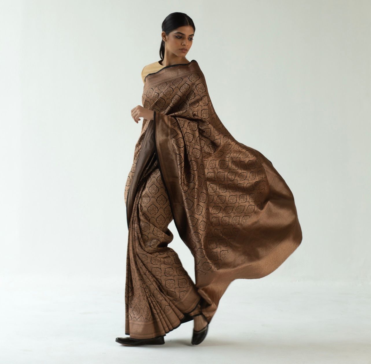 Copper Charm Banarasi Soft Silk Saree