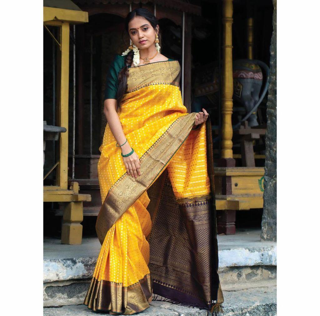 Timeless Fuchsia Banarasi Katan Silk Saree with Jaal Weave