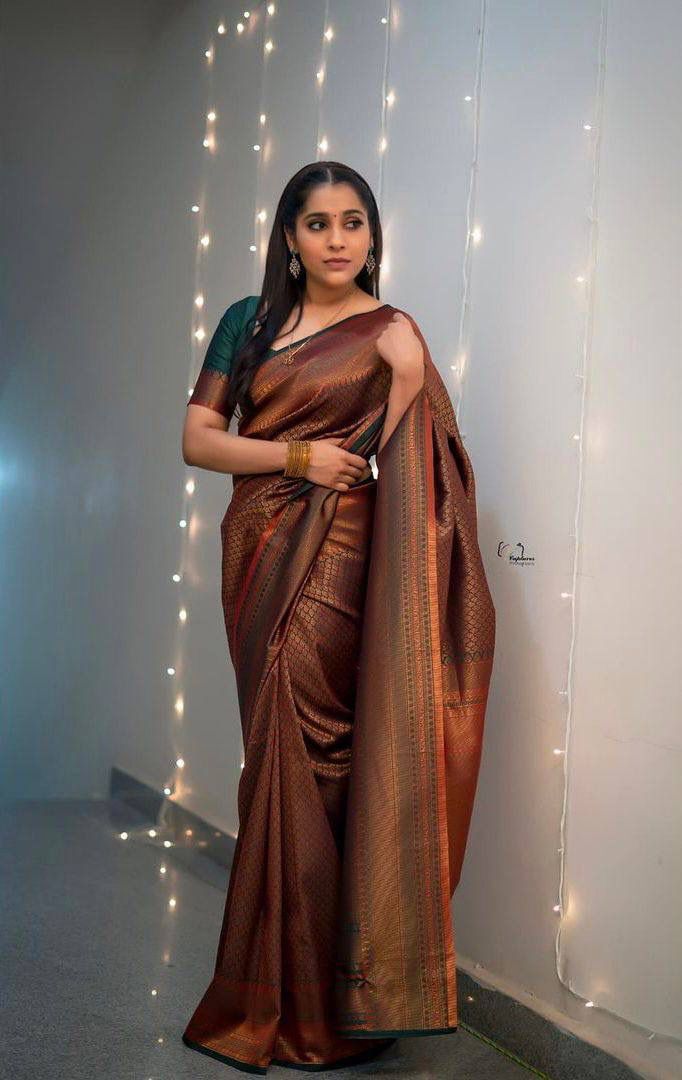 Banarasi Soft Silk Saree with Copper Zari – Shade 1 (560GM)