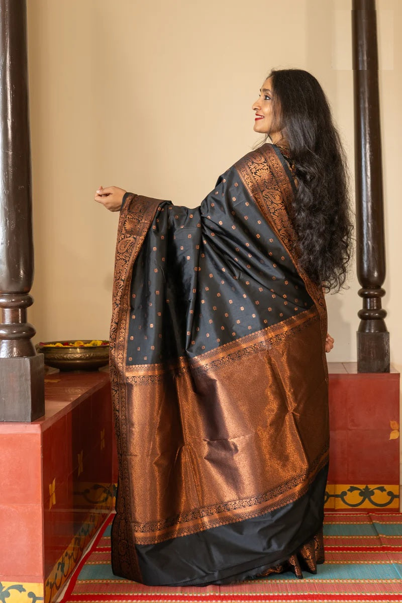 Weave Classic Banarasi Soft Silk Saree with Copper Zari – Colour 1