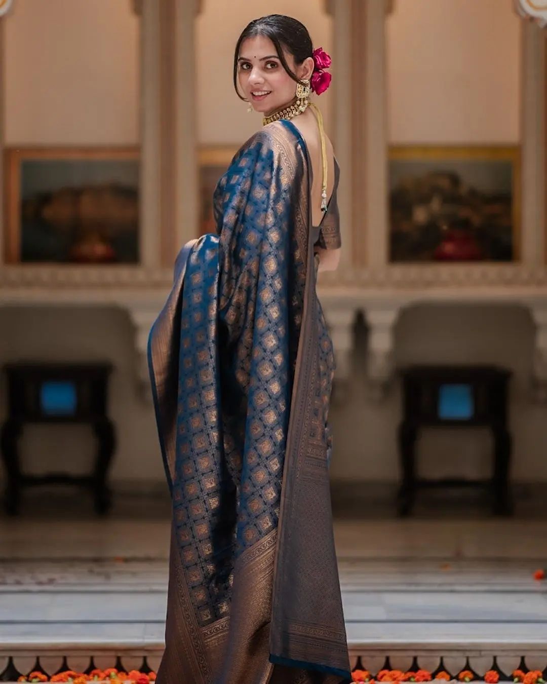 Royal Heritage Banarasi Soft Silk Saree with Classic Pallu – Colour 1