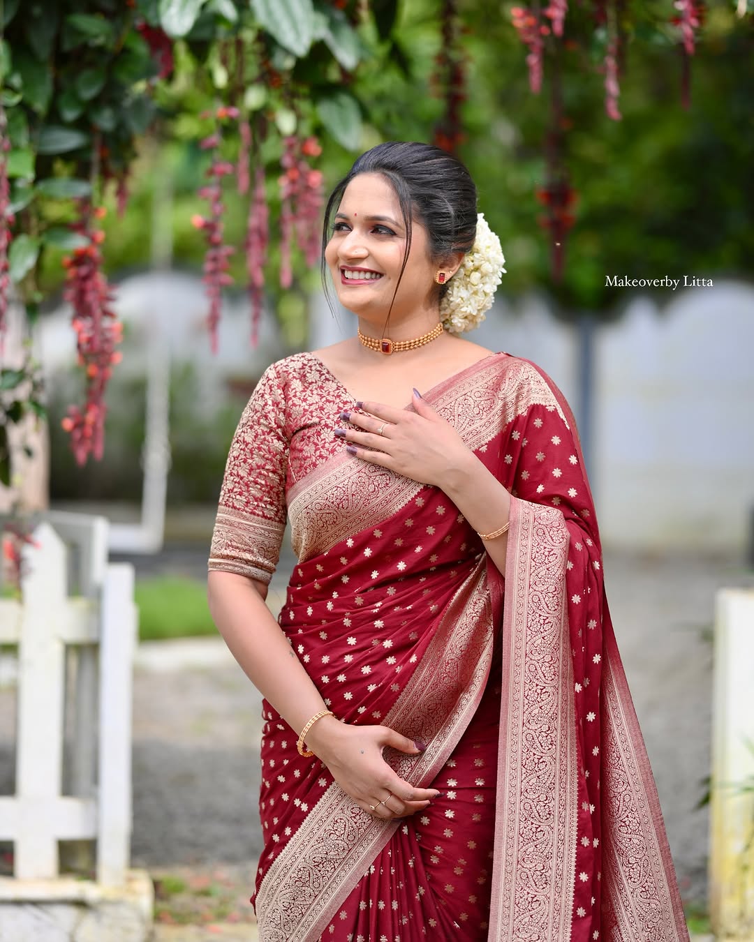 Banarasi silk saree with gold zari