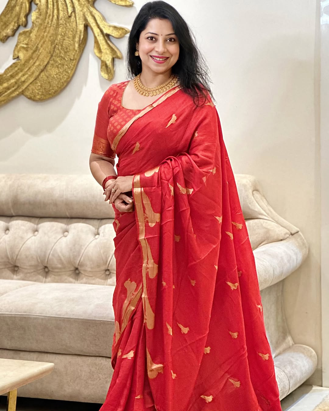 Golden Aura Banarasi Soft Silk Saree with Gold Zari Weaving – Colour 1
